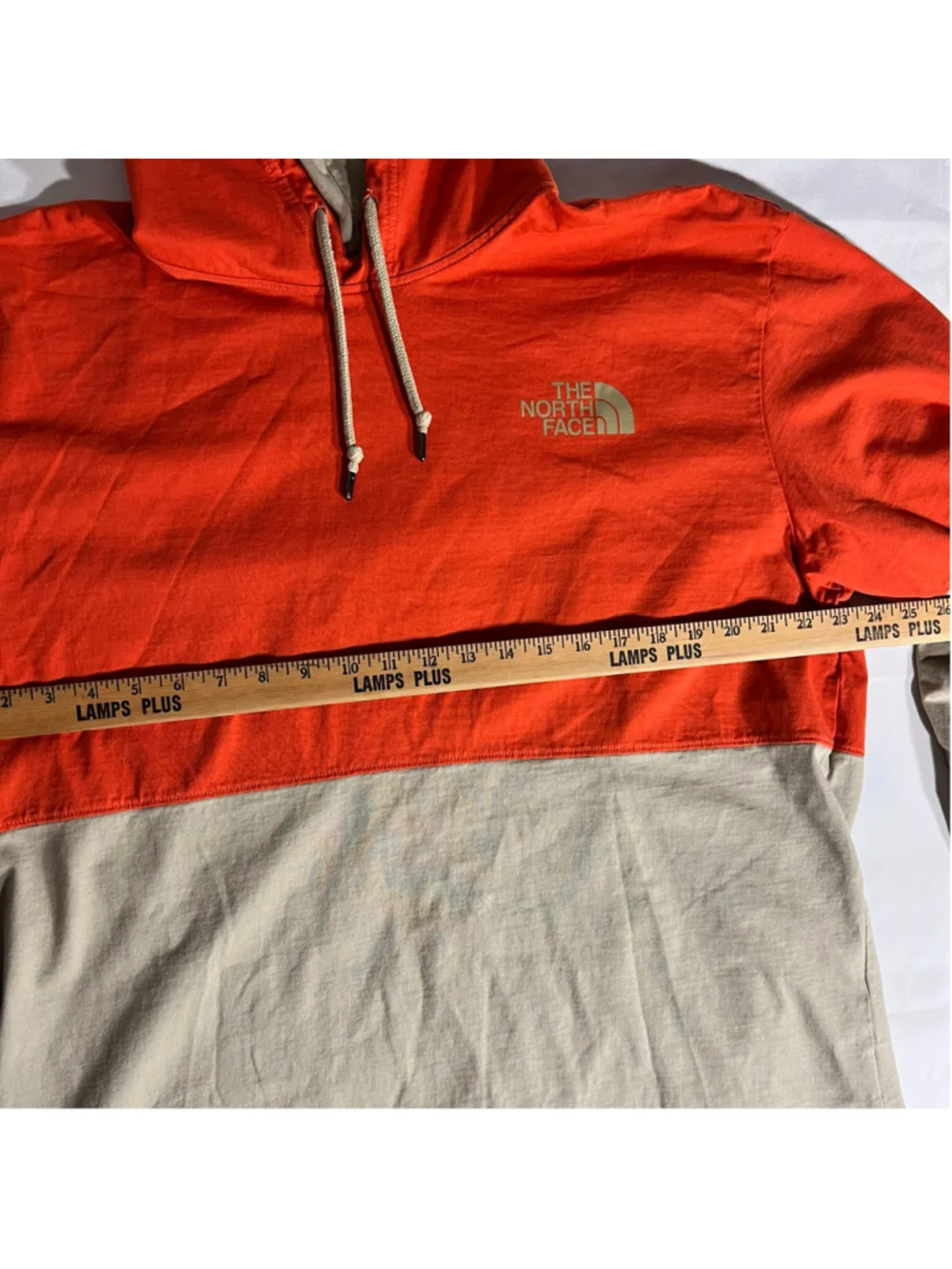 Men's The North Face Hoodie XL Orange Beige Colorblock Pullover